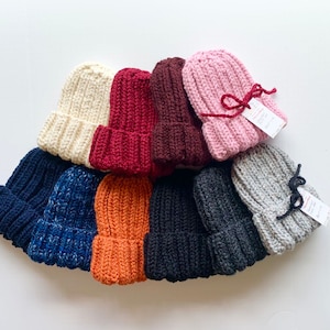 Hand knit thick and warm cuff hat. Featured in the NY Mag & The Strategist.