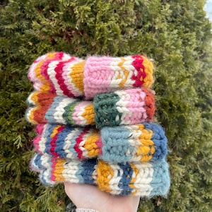 HandKnit Beanie - Colorful Warm & Chunky Yarn - Eclectic, Nature inspired, Chilly Seasons Essentials - Autumn and Winter