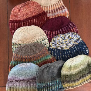 New Inventory!  One-of-a-kind, colorful hand knit wool hats