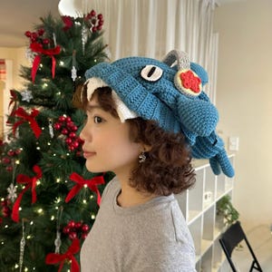 Cute Crochet Fish Hat, Handmade Knit Animal Hat, Funny Fish Costume Cap, Festival Hat,  Gift For Her, Crochet bucket hat, Crochet Hat